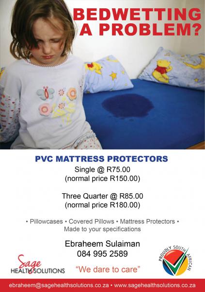 Sage Health Solutions PVC Mattress Protector This is advert for the PVC Waterproof Mattress Protector.